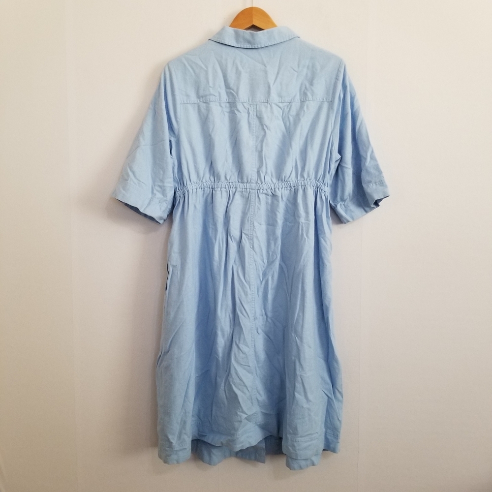 NWT Isabel Maternity Blue Linen Midi Shirt Dress Size XL - Picture 4 of 8